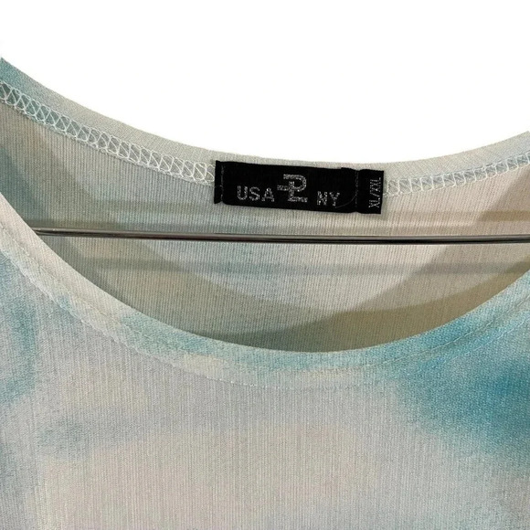 LP Rhinestone Studded Novelty Blouse XXL Woman Cheetah Building Ruched Stretch - Picture 15 of 15